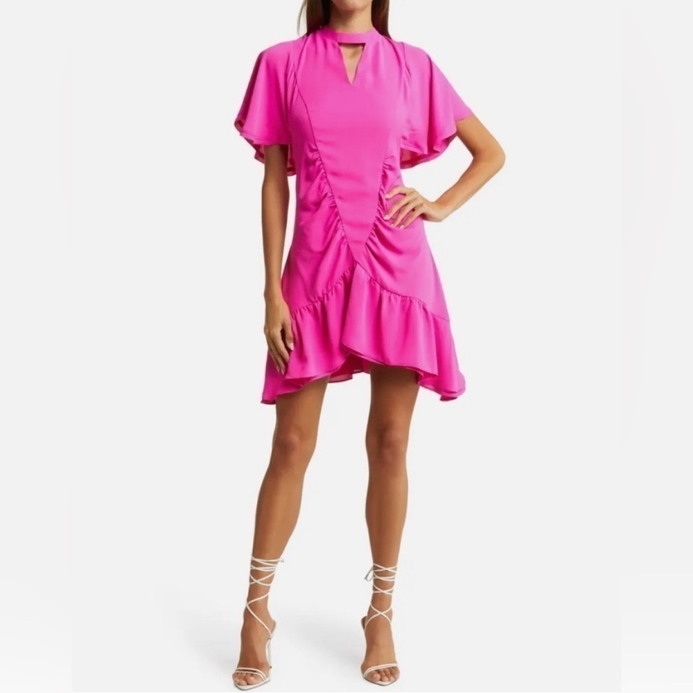 Le Superbe Le Superbe Hot Pink Waikiki Ruched Mini Dress In Size 8 Nwt